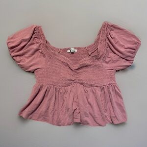 Love Tree Dusty Rose Smocked Blouse